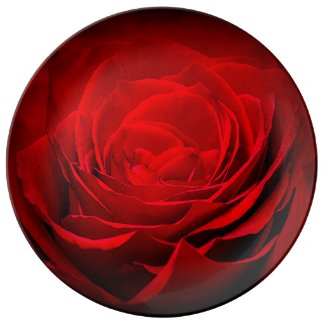 Valentine's Porcelain Plate - Painted Red Rose