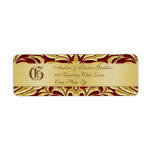 Valentines Red Damask Gold Metal Address Label