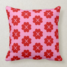 Valentines Red Heart Flowers Pillow