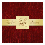 Valentines Red Metallic Gold Ribbon Invitation