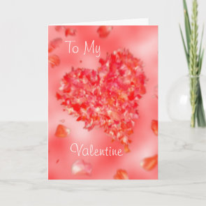 Valentines Red Rose Petals Heart Greeting Card