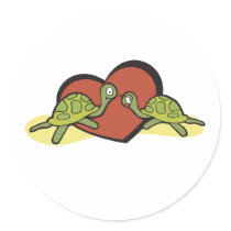 Valentines Turtle Love Round Sticker