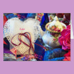 Valentines with Lace, Hearts and Rose Teakettle cards