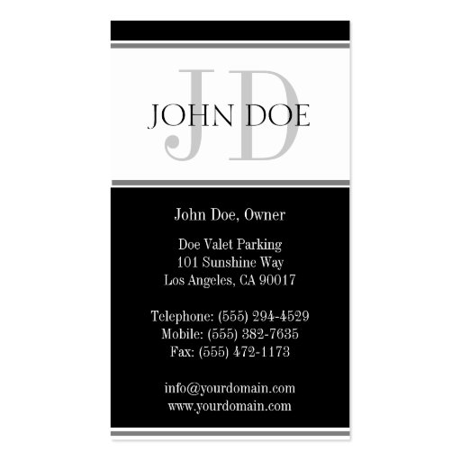 Valet Parking Stripe W/W Business Card (back side)