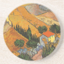 Valley Ploughman, van Gogh, Vintage Impressionism Beverage Coasters