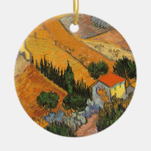 Valley Ploughman, van Gogh, Vintage Impressionism Christmas Ornaments