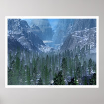 forest, trees, mountains, pine, valley, digital, desktop wallpaper, Poster with custom graphic design