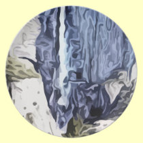 Valley waterfall painting plates