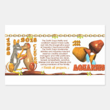Valxart 1958 2018 2078 EarthDog zodiac Aquarius Rectangle Sticker