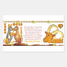 Valxart 1958 2018 2078 EarthDog zodiac Aries Rectangular Sticker