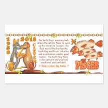 Valxart 1958 2018 2078 EarthDog zodiac Pisces Rectangle Sticker