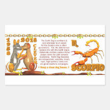 Valxart 1958 2018 2078 EarthDog zodiac Scorpio Rectangular Stickers