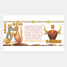 Valxart 1958 2018 2078 EarthDog zodiac Taurus Rectangle Stickers