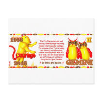 ValxArt 1986 2046 Zodiac fire tiger born Gemini Postcard