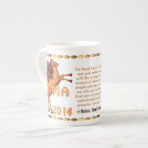 Valxart 2014 2074 1954 WoodHorse zodiac Aries Bone China Mug