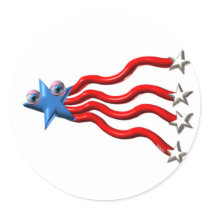 ValxArt  abstract  red. white and blue Round Stickers