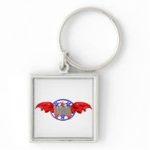 ValxArt flying USA with red Wings and stars Keychain