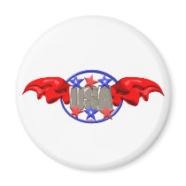 ValxArt flying USA with red Wings and stars Fridge Magnet