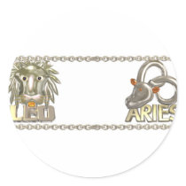 Valxart Leo Aries zodiac friendship gifts Round Stickers