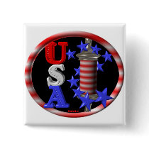 Valxart USA BARBER POLE FLAG W.STARS Buttons