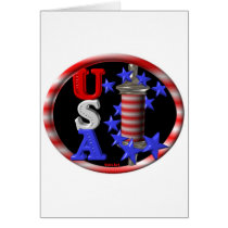 Valxart USA BARBER POLE FLAG W.STARS Greeting Card