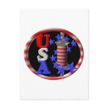 Valxart USA BARBER POLE FLAG W.STARS Post Card