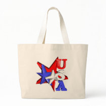 Valxart USA red white and blue stars design on Tote Bags