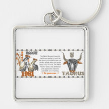 ValxArt Zodiac metal rooster Taurus born 1981 2041 Keychains