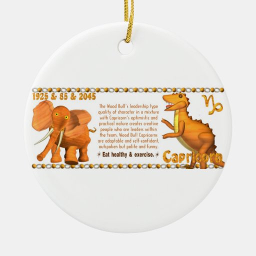 Valxart's 1985 zodiac wood bull born Capricorn Christmas Ornament