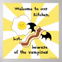Vampire bacon and dead egg silly breakfast print