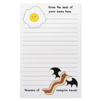 Vampire bacon and dead egg silly breakfast stationery paper