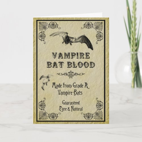 Vampire Bat Blood Halloween Card card