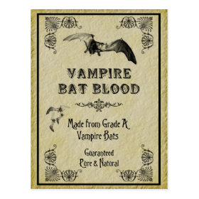 Vampire Bat Blood Halloween Recipe Card Postcard