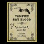 Vampire Bat Blood Halloween Recipe Card Postcards