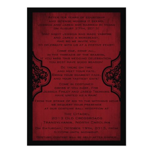 Vampire Bride Wedding Invitation Card A7 V