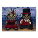 Vampire Cat Couple Gothic Cemetery Fantasy Art Car cards