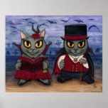 Vampire Cat Couple Gothic Cemetery Fantasy Art Pri posters