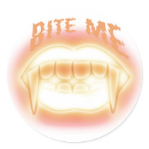Vampire Fangs Bite Me Halloween Stickers by angela65 Vampire Fangs Bite Me Halloween Stickers
