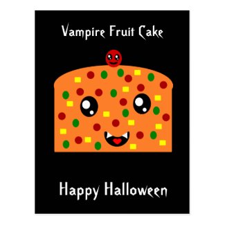 Vampire Fruit Cake "Happy Halloween" Postcard