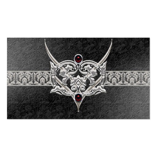 Vampire Goth Faux Leather Jeweled Wedding Business Cards (back side)