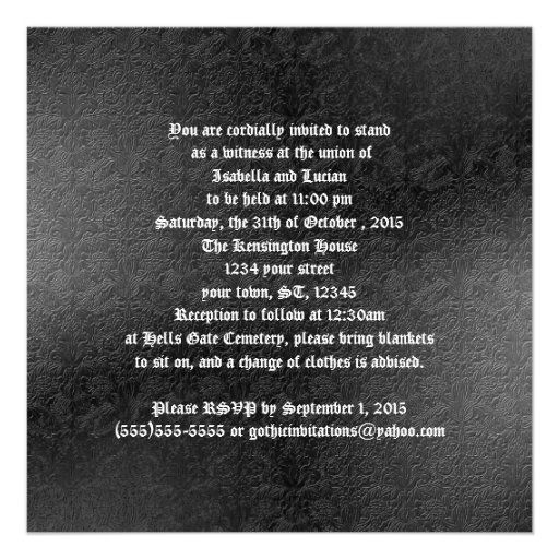 Vampire Goth Faux Leather Jeweled Wedding Custom Announcements