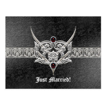 Vampire Goth Faux Leather Jeweled Wedding Postcard