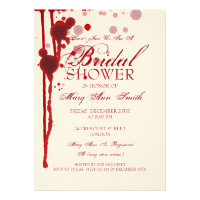 Vampire Halloween Bridal Shower Fake Blood Red Invitations