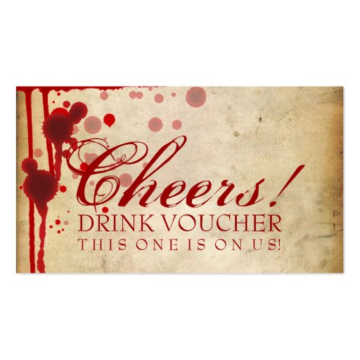 Vampire Halloween Drink Voucher Fake Blood Red Business Cards (front side)