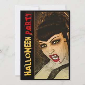 Vampire Halloween sexy comic template invitation