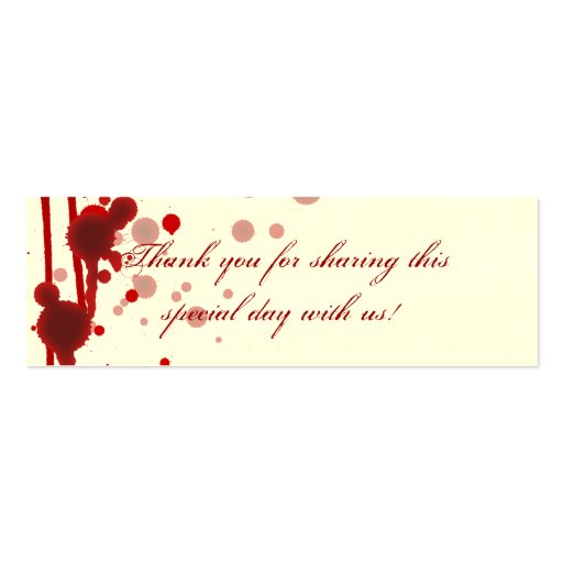 Vampire Halloween Wedding Favor Tag Fake Blood Red Business Card (back side)
