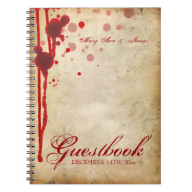 Vampire Halloween Wedding Guestbook Fake Blood Red Spiral Note Book