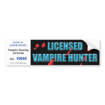 Vampire Hunting license w/ blood spatters Bumper Sticker