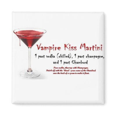 Vampire Kiss Martini Drink Recipe Fridge Magnet by VampOut
