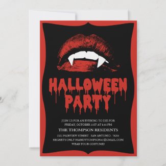Vampire Lips Halloween Horror Party Invitations invitation